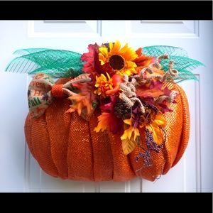 Thanksgiving Decoration, Fall Pumpkin Wreath.